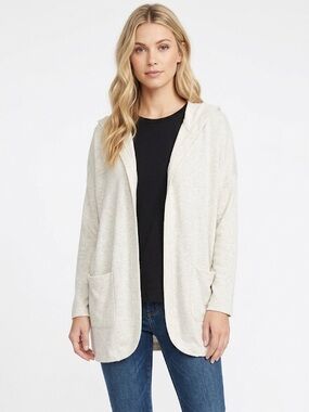 Pretty Rebel cream color hooded cozy cardigan with pockets size medium